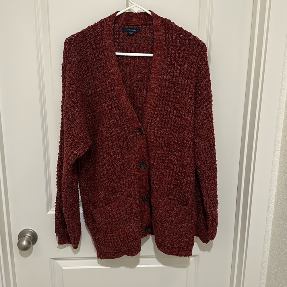 Women's Burgundy Cardigan Sweater